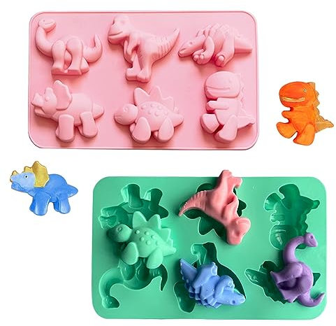 Dtoterul Moule Silicone Dinosaure 2 Pièces Moule Gateau Silicone Moule À Pudding Dinosaure Moule À Gâteau Dinosaure Moule à Chocolat Dinosaure 3D Dinosaure Cuisson Plat pour Bonbons Gelée Glaçons
