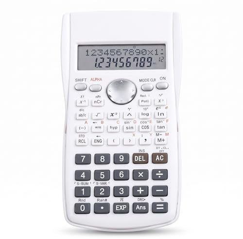 Effizienter 12-Bit-Wissenschaftsrechner, 240 Funktionen, Mathe-Rechner mit LED-Anzeige, Verschiebbarer Fester Einband, Einfache Bedienung für Schüler und Lehrer (Weiß)