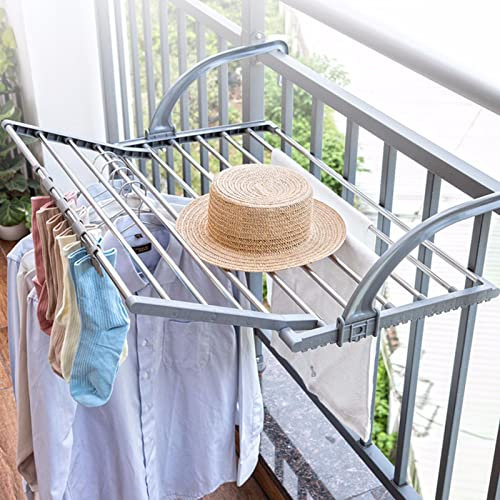 Séchoir À Linge Réglable, Pour Radiateur Et Balcon, Étendoir Pliable En Acier Inoxydable,Séchoir De Balcon, Pour Les Fenêtres De Sécurité, Les Rampes, Les Radiateurs,Porte-serviettes Porte-chaussettes