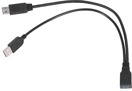 Black USB 3.0 Female to Dual USB Male Extra Power Data Y Extension Cable for 2.5 inch Mobile Hard Disk