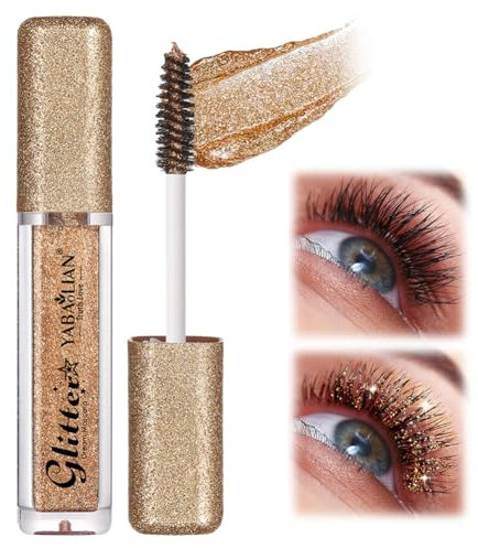 Glitter Wimperntusche, Diamant Glitzer Mascara, Bunt Wimperntusche Wasserfest, Glitter Lash Mascara, Funkelnde Wasserdichte Farbe Mascara für Weihnachten, Partys, Hochzeiten, Musikfestivals