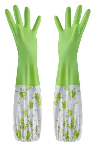 JYJLLM 1 paire de gants de nettoyage en caoutchouc de taille moyenne - Gants en caoutchouc - Gants en caoutchouc - Gants de vaisselle longs en caoutchouc - Gants fantaisie en caoutchouc (vert)