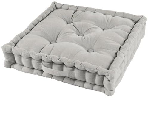 Acomoda Textil – Cojín de Suelo Acolchado con Asa de Transporte. Cojines para Palets, Banco, Silla y Suelo, Asiento Cómodo Decorativo para Interior y Exterior. (Lino, 45x45cm, 1 Unidad)