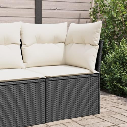 SECOLI Gartensofa mit Stauraum Rattan Sofa Garten-Ecksofa Lounge Sofa Outdoor Kleines Balkon Sofa Balkonmöbel Rattansofa Polyrattan Gartenmöbel Set Balkon Lounge Garten Loungesofa Schwarz-2