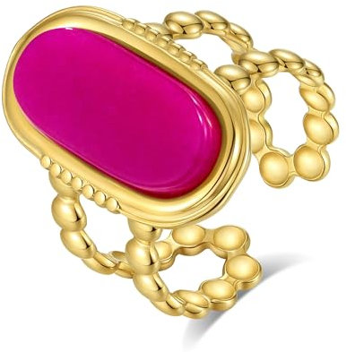 Joo&Rind Ringe Gold Damen Edelstahl Ring Gold Wasserfest 18K Vergoldete Ringe Frauen Hypoallergen Offener Ring Verstellbar Schmuck für Geschenke