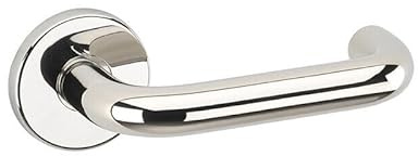 URBNLIVING Türgriff-Set aus Metall, runde Rosette, innen und außen, stilvolles Design, einfache Installation, geeignet für Türen zu Hause und im Büro (poliertes Nickel-Rose)