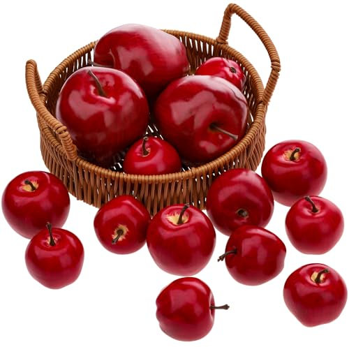 Gresorth 15 Pièces Artificiel Sombre Rouge Pomme Décoration Faux Fruits Modèle Simulation Set Affichage Réaliste Légumes Ornement pour Mariage Vase Remplisseur