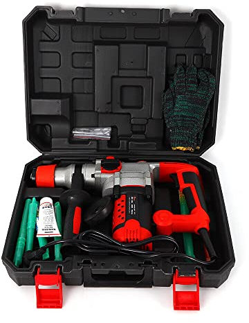 Electric Concrete Breaker Demolition Hammer Jackhammer Jack Drill Power Tool Set Demolition Drill Concrete Breaker Chisel 2200w Heavy Duty for Slotting Breaking Cement Wall with Carrying Case