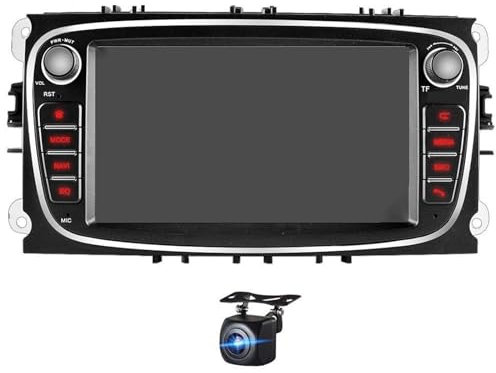 XUBOR Car Radio Multimedia Video Player, for Focus, S-Max, for Mondeo, 9 Galaxy C-Max Navigation GPS Android 9.0 NO DVD 2din 2 Din Wireless Carplay Screen(1G 16G black CAM)