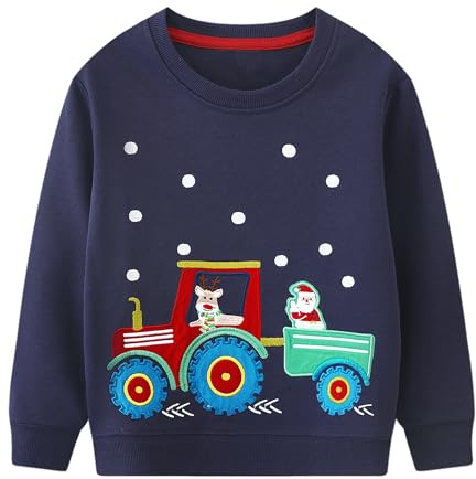 Baogaier Jungen Sweatshirt Dinosaurier Pullover Langarm Jumper 2-7 Jahre | Gr.92-122, Rundhalsausschnitt, Leichter, Atmungsaktiv, Casual Oberteil, Frühling Herbst, Schule Alltag, Kleinkind Kleidung
