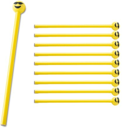 WPRO 10 x Bleistift Emoji Aufsatz – cooles Sonnenbrillen-Motiv · ideales Mitgebsel & Geschenkidee für Kindergeburtstag, Schulanfang, Jungen & Mädchen