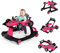 FANTASK Trotteur 4 en 1 pliable avec hauteur et vitesse réglables, en forme de voiture pour bébé, avec boîte à musique, lumières et roues, rose