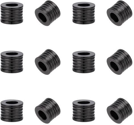 UNICRAFTALE 15 Stück Paracord Perle Edelstahl Säulen Abstandsperlen Metall Schwarz Gerillte Röhren Schlüsselband Perlen 8mm Loseperlen Für DIY Europäische Armband Halsketten Schmuckherstellung