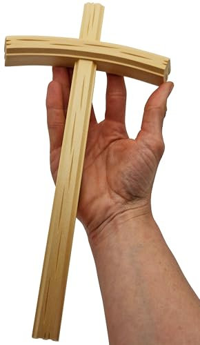 Lunexus Wandkreuz 28 cm naturfarbiges Lindenholz lackiert mit Naturlack gesegnet mit Zertifikat zur Wandmontage Kreuz aus Holz katholisch christlich deutsche Handarbeit Geschenk Deko