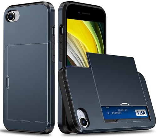Belzsxy Handyhülle für iPhone 7/8/iPhone SE 2020/SE 2022 Hülle, mit Kartenfach, Harte PC Stoßfest Robust Fallschutz Outdoor Militär Schutzhülle für iPhone 7/8/SE 2020/SE 2022 (Marineblau)
