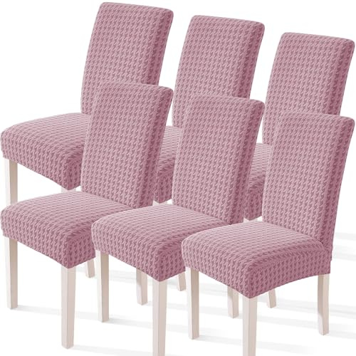 YSTELLAA Stretch Stuhlhussen 6er Set, Stuhlbezug Elastisch Abnehmbarer Waschbarer, Universal Hussen Für Stühle, Stuhlbezüge Chair Cover Für Hotel Bankett Küche Restaurant Party, Rosa
