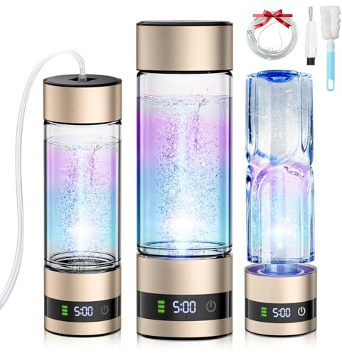 IUHFSIFS 5.0 Upgraded Hydrogen Water Bottle【8-Hour Hydrogen Lock】Hydrogen Water【5000 PPB Viscosity】100% Leak Proof - PEM/SPE technology Hydro Water Bottle, Improve Water in 3 Min for Home