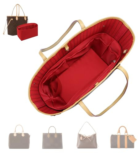 ArcDiary Purse Organizer Insert,Silky-Smooth Handbag & Tote Shaper with 8 Sizes,Fits For Longchamp,Neverful,Gyard & More Bags(Small, Ruby)
