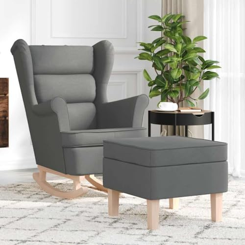Frdhee Sessel Mit Aufstehhilfe Fernsehsessel,Schaukelstuhl mit Fußhocker Dunkelgrau Stoff,Fürs Schlafzimmer Wohnzimmer,Einfach Einzurichten,Ergonomisch