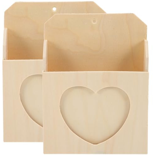 ULTECHNOVO 2 Stück Selbstgemacht Aufbewahrungsboxen aus Naturbelassenem Holz Farblos zum Bemalen für Leere Holzboxen mit Cartoon Motiven Malbox für Jungen und Mädchen