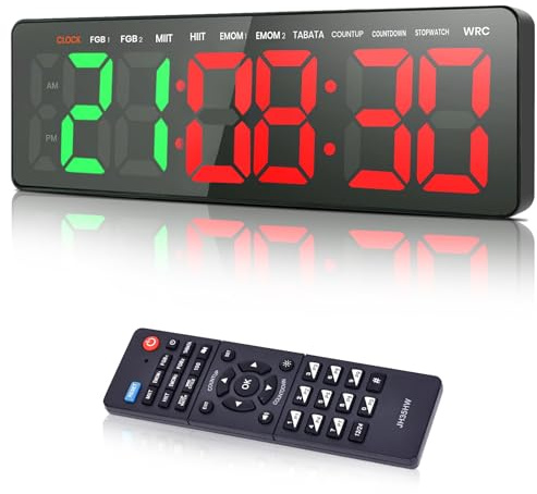 Manoive Timer Sport Minuteur Fitness Mural,16.5 Grand Ecran Gym Timer avec Countdown Countup Chronomètre Horloge,3 Volume&Luminosité Réglable,pour Home Gym Garage Entraînement