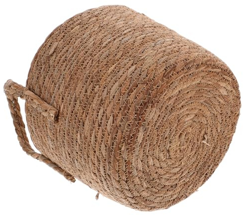 SHERCHPRY Maceta de Paja para Plantas de Interior 25 Cm Forro Plástico, Cesta Trenzada Natural de Algas Marinas, Jardinera Alta para Suculentas y Decoración del Hogar