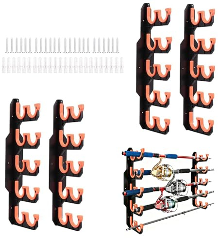 2 Stück Angelrutenhalter Wand mit Silikon-Schutzpolster, Angelruten Wandhalterung für 20 Angelrute, Angelrutenständer für Garage, Breite Rutenhalter, Fishing Rod Rack, Angelständer Angelhalter