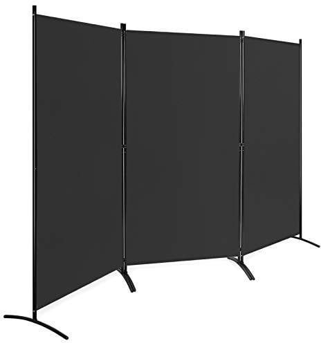 COSTWAY Folding Room Divider, 3 Panels Wall Privacy Screen Protector, Living Room Bedroom Bathroom Paravent Partition Separator, 260x183cm (Black)