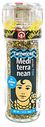 Carmencita Sazonador Pescado Molinillo, Sin Gluten, Molinillo de Cristal con Molienda regulable 62g