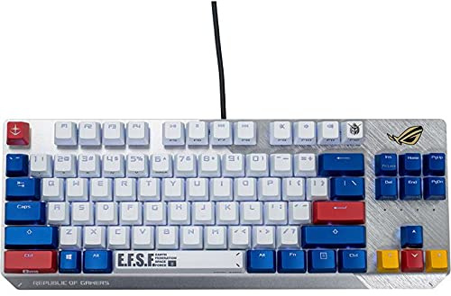 ASUS ROG Strix Scope TKL Gundam Edition (Limited Edition, entworfen für FPS-Spiele, tenkeyless-Layout, anpassbare RGB-Beleuchtung, Cherry MX Blue Switches, Aluminiumrahmen und Aura-Sync-Beleuchtung)