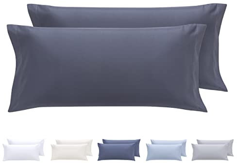 Todocama – 2 Kissenbezüge, extra weich, hypoallergen, Set mit 2 Kissenbezügen, 70 x 40 cm, Dunkelgrau (8435439012799)