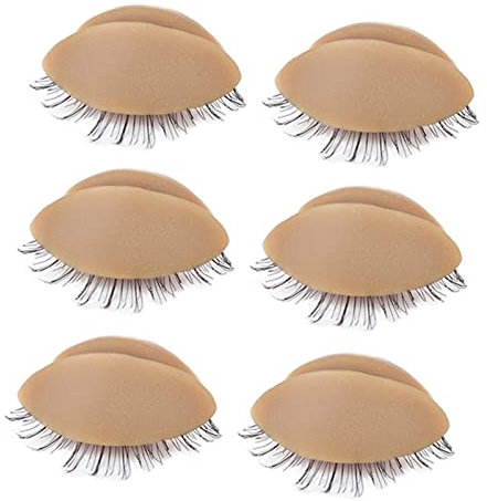 Mannequin Head Eyelids ,Eyelash Grafting Practice 3 Pairs Silicone Eyelids with Eyelashes Replaceable for Salon(Coffee color)