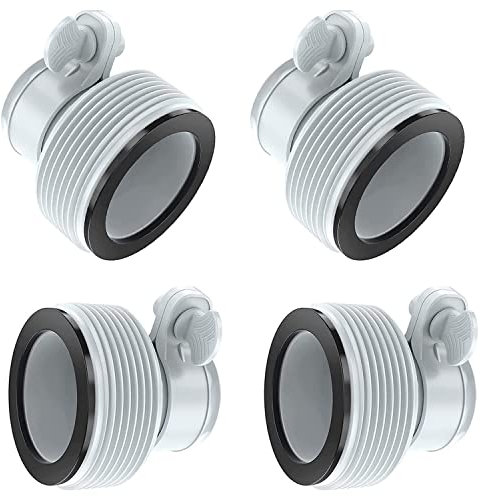 WADY Adattatore per tubo da piscina, tipo B, 4 pezzi, adattatore per pompa, connessioni di conversione per tubi da 3,2 cm a 3,8 cm, per piscina (grigio)