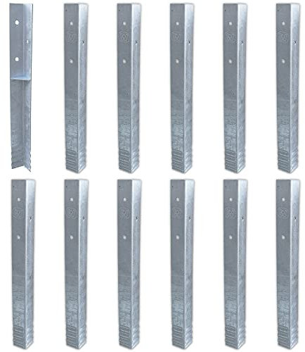 Wickey SolidLock Winkelanker aus feuerverzinktem Stahl für Spieltürme, Schaukeln, Stelzenhäuser - 12er-Set Anker inklusive Schrauben - Bodenanker, Erdanker 500x45x45 mm