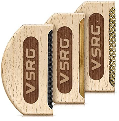 VSRG Cashmere Comb – Wooden Comb for Knitwear, Wool & Cashmere Sweaters – Fabric Shaver, Fuzz & Lint Remover with 3 different heads – Depiller for Clothes & Bobbles (3Pcs)