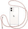 Vauki Collier Coque pour iPhone 12 Mini avec Cordon, Transparent Silicone TPU+PC Bumper Protection Étui Housse Lanyard avec Sangle Réglable Chaîne Case pour iPhone 12 Mini, Rose 01