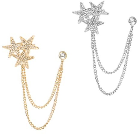 WRITWAA 2pièces Broche Chaîne Étoile Personnalisée Accessoire De Mode Élégant Pour Femmes Et Hommes Parfait Pour Vêtements Sacs Et Chapeaux