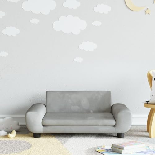 CIADAZ Kindersofa Hellgrau 70x45x33 cm Samt, Mini Sofa, Kindercouch, Couch, Kleine Couch, Kinderzimmer Möbel, Mini Sofa for Kids