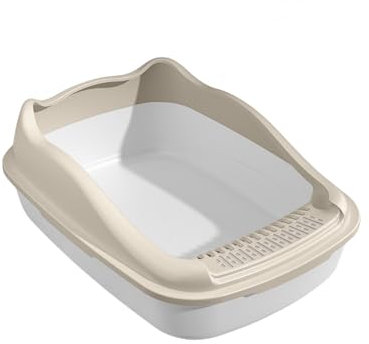 ALLC Cat Litter Tray Semi-enclosed Large Cat Litter Box Thickened Anti-splash Cat Litter Box Removable Litter Box Easy to Clean Easy Clean Cat Litter Box (Color : Blanco, Taille unique : B)