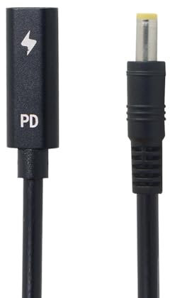 NFHK Type C USB-C Female Input to DC 5.5 * 2.5mm Power PD Charge Cable fit for Laptop 18-20V 20cm