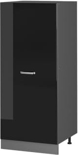 Vicco Hochschrank R-Line, Küchenkommode, Schwarz Hochglanz/Anthrazit, 60 cm