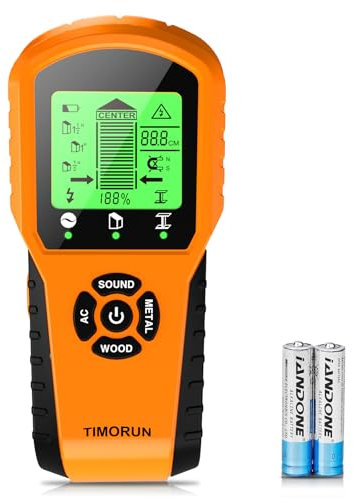 Scanner mural 6 en 1 amélioré pour détection de bois, métal et fils AC – Scan profond de 3,8 cm – Localisateur de plâtre pour cloison sèche pour accrocher des supports TV, des cadres et des miroirs –