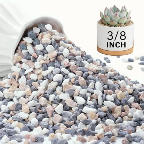 NUPICK 12 Pound Mixed Succulent Rocks, 3/8 Inch Small Pebbles for Indoor Plants, Natural Pea Gravel for Landscaping, Decorative River Stones for Bamboo, Cactus, Vases, Garden, Aquariums