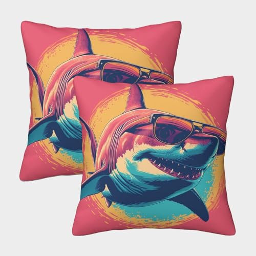 GAOYUCHUN Hip Shark Dekorative Kissenbezüge 2er Pack - Quadratische Kissenhüllen Für Wohnzimmer Sofa Bett - Mit Reißverschluss 45x45cm