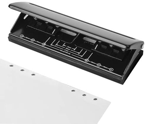 6-Loch-Locher Aus Metall, A5 A6 A7 6-Ring-Locher Mit Positionierungsmarkierung, 5 Mm Lochdurchmesser, Locher 6 Loch Din A5 Für Tagesplaner, Personal, Agenda, Binder Nachfüllseiten(schwarz)