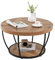 LIFEZEAL Table Basse Ronde, Table Basse à 2 Niveaux avec Structure en Métal, Meuble de Salon, 80 x 80 Cm, Style Industriel (Naturel)