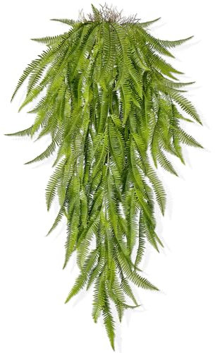 YMIFEEY Planta colgante artificial, helecho artificial, 105 cm, plantas colgantes artificiales, hojas verdes, plantas verdes falsas, plantas de plástico colgantes para interior, exterior, decoración