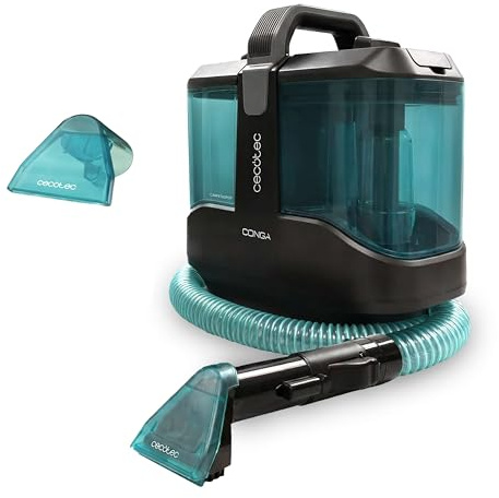Cecotec Limpiador Aspirador de Tapicerias y Alfombras con Cable Conga 3000 Carpet&Spot Clean Max. 450W, 13kPa, Diseño Compacto, Depósito de Agua Limpia 1000ml y Agua Sucia 550ml, Spray Pulverizador