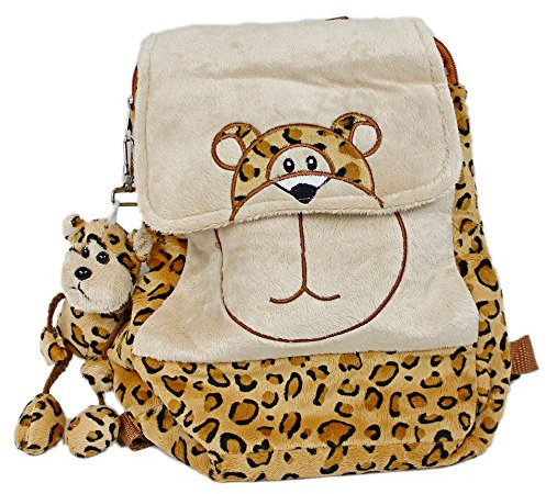 Süßer Kinder-Rucksack mit Plüsch und Stick ~ Leopard ~ mit Schlüsselanhänger
