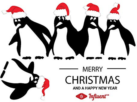 Pinguine Kühlschrank Aufkleber Schwarz, selbstklebend, Trageempfinden A4 Größe – Art Decor/Wanddekoration/Küche Aufkleber - Penguins Season